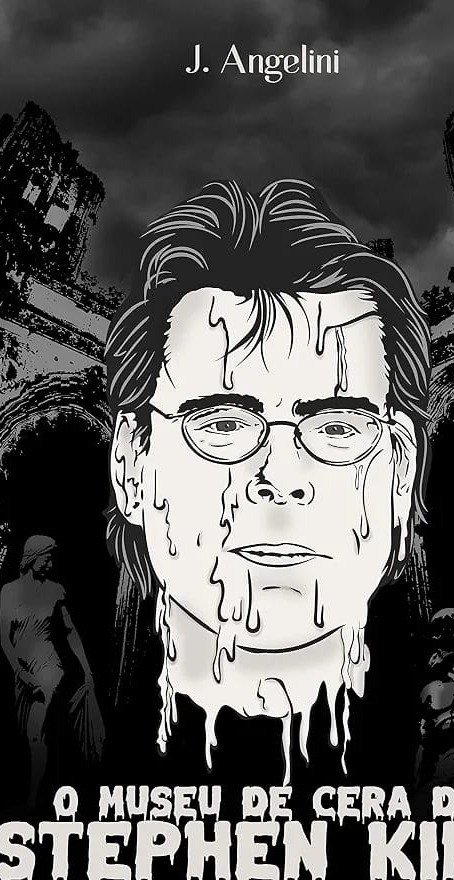 capa do livro O Museu de Cera de Stephen King, estilo gótico com rosto derretido
